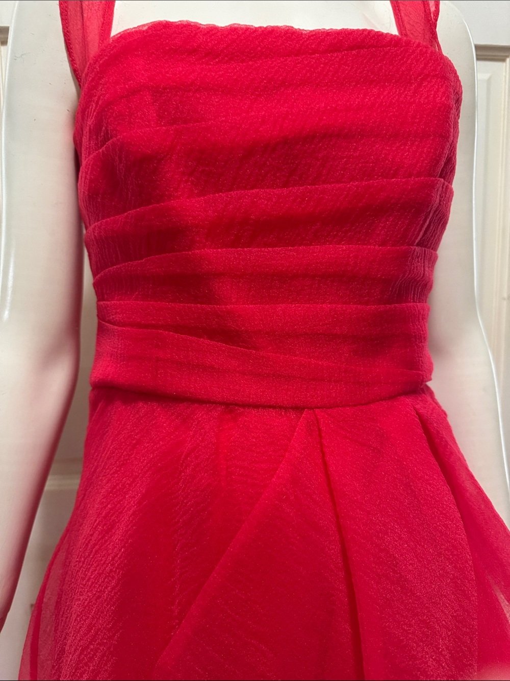 THeIA Teresa Strapless Draped Gown Red Ruffled Strap Evening Dress Size 8 - Picture 10 of 16